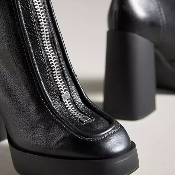 Larroudé Nicole Black Leather Zip Front High Platform Ankle Boots. 8.5 - Picture 2 of 14